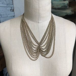 Draped Layered Collar Style Gold Tone Necklace